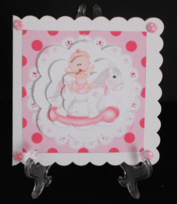 Baby Girl Rocking Horse Scalloped Pyramid by Joan Prince