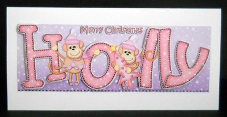 Xmas Large Dl Holly Quick Card N 3D Decoupage by Joan Prince