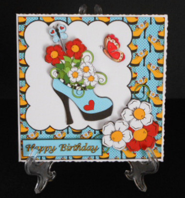 Flower Shoe 6 x 6 Card - Birthday or Any Occasion by Joan Prince