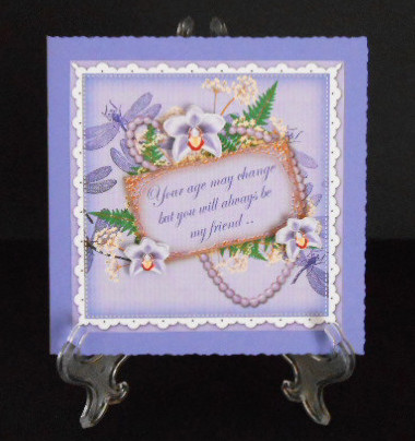 Blue Orchid Age Change Vintage 8in Decoupage Topper by Joan Prince
