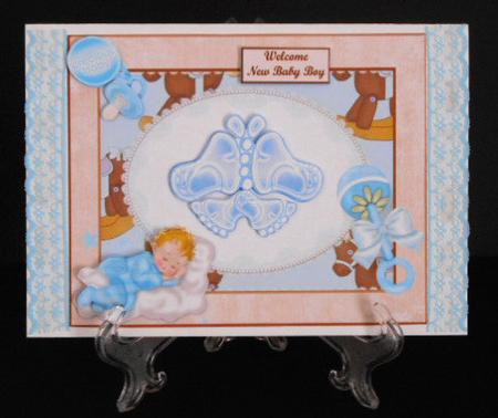 Blue Baby Feet Butterfly Topper & Decoupage by Joan Prince