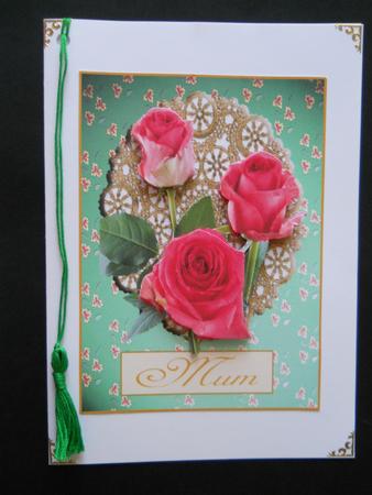 Mum Card Just for Mum Roses Decoupage by Joan Prince
