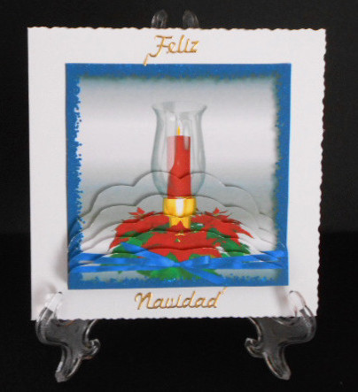 Red Candle Lamp with Poinsettias by Joan Prince
