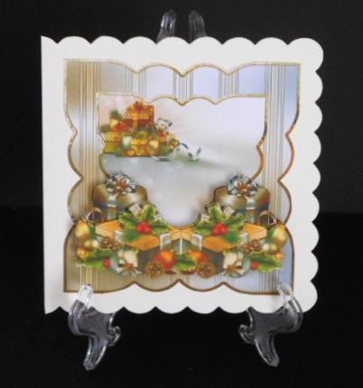 Gifts, Baubles and Holly Card with Decoupage by Joan Prince