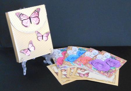 Butterflies & Roses Cards in a Box & Fridge Magnet by Joan Prince