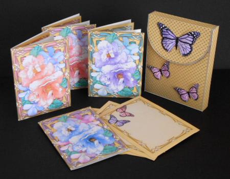 Pastel Roses Cards in a Box & Fridge Magnet by Joan Prince