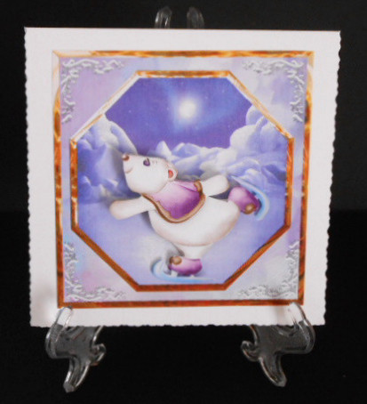 Polar Bear Skating Card with Decoupage by Joan Prince
