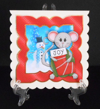 Christmas Mouse of Joy Card with Decoupage by Joan Prince