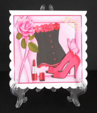 Pretty Velvet Basque with Pink Roses and Shoes 8x8 by Joan Prince
