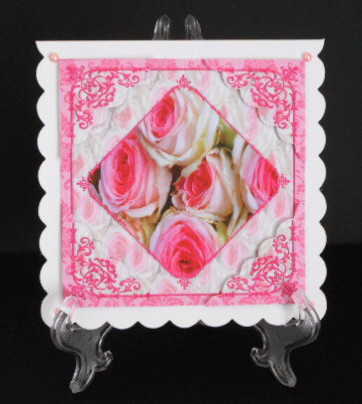 8x8 Pink & White Roses Topper & Corner Stackers by Joan Prince