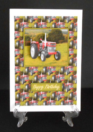 Red Tractor Scene 3D Decoupage & Background by Joan Prince