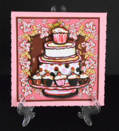 Sweet Treats Square Card Front with Decoupage by Joan Prince