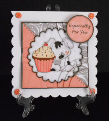 Sweet Little Puppy & Cup Cake Corner Stacker & Sentiment by Joan Prince