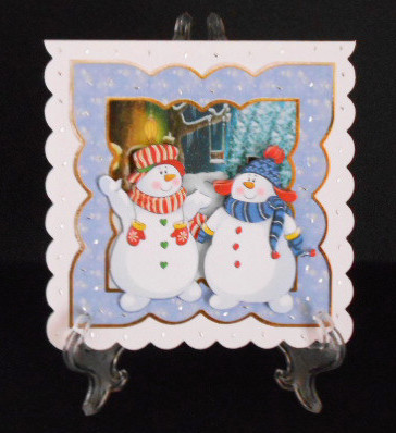 Snowman Friends Card with Decoupage by Joan Prince