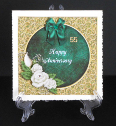 Emerald Anniversary 8x8 Card Topper with Decoupage by Joan Prince