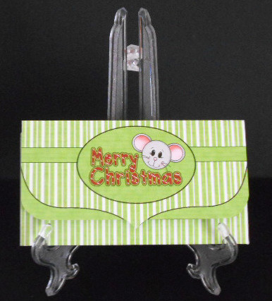 Green Christmas Mice Money/voucher Wallet 2 by Joan Prince