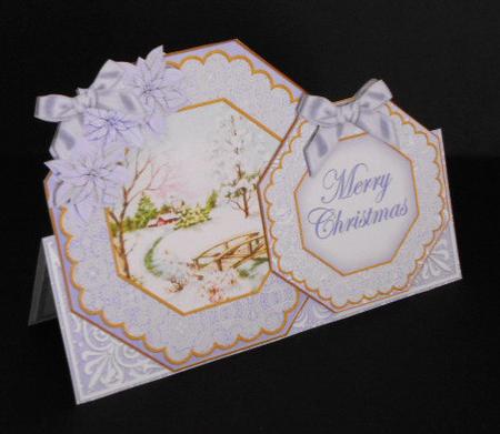 Blue Snowscene Merry Christmas Double Octagon Card Kit by Joan Prince