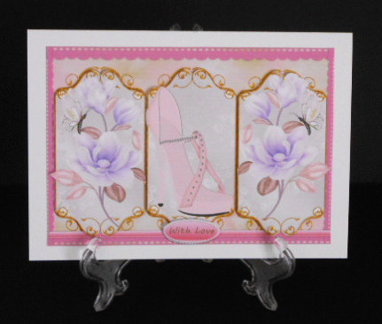 Lovely Triptych Card Fronts in Pink and Lilac by Joan Prince