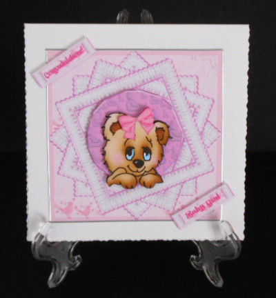Baby Girl - Eight Point Star Framed Teddy by Joan Prince