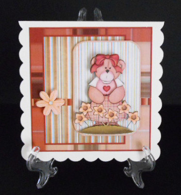 Spring Garden Bear Card Front by Joan Prince