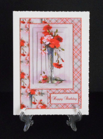 Beautiful Vintage Painted Carnations A5 Quick Card by Joan Prince