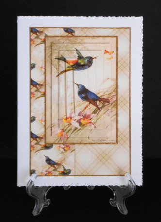 Beautiful Vintage Painted Birds A5 Quick Card by Joan Prince