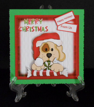 Christmas Candy Dog Card Front by Joan Prince