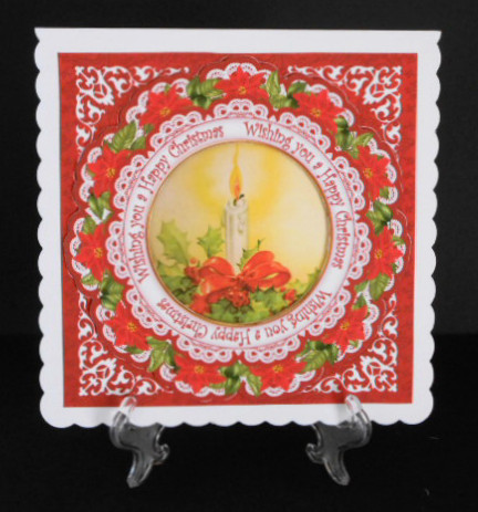 Single Candle Happy Christmas 8in Doily Shaker Cf Mini Kit by Joan Prince