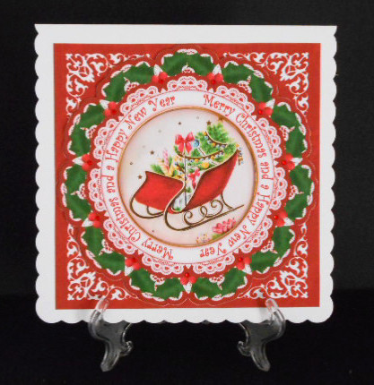 Red Sleigh Merry Christmas 8in Doily Shaker Cf Mini Kit by Joan Prince