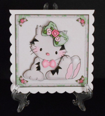 Sweet Kitty with Bow 3D Decoupage Kit by Joan Prince