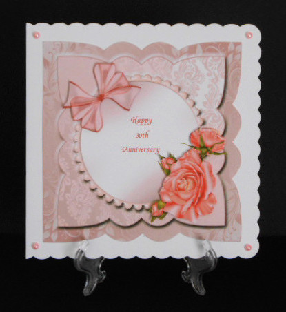 Pearl (30th) Wedding Anniversary Card Front with Decoupage by Joan Prince
