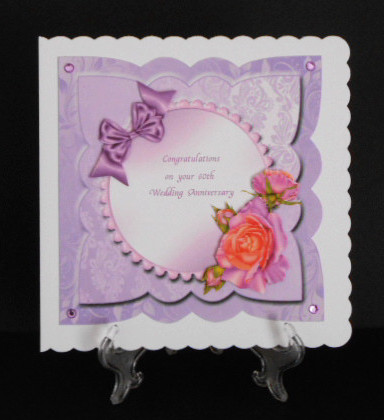 Diamond Wedding Anniversary Card Front with Decoupage by Joan Prince
