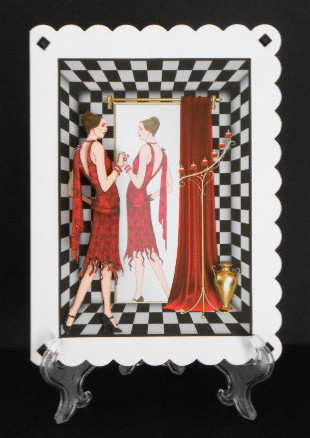 Art Deco Reflections of Lady in Red by Joan Prince