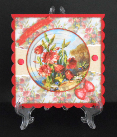 Beautiful 6x6 Torn Strip Vintage Flowers Quick Card by Joan Prince