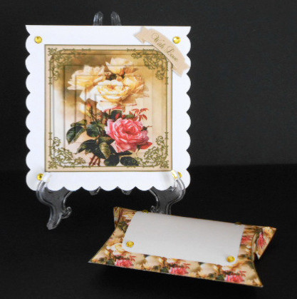 Vintage Pretty Pink & Cream Roses Pyramid Decoupage by Joan Prince