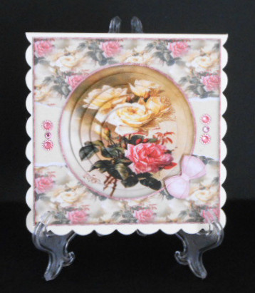 Beautiful 6x6 Torn Strip Vintage Roses Quick Card by Joan Prince