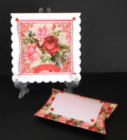 Vintage Pretty Pink & Red Roses Scallop Side Stacker by Joan Prince