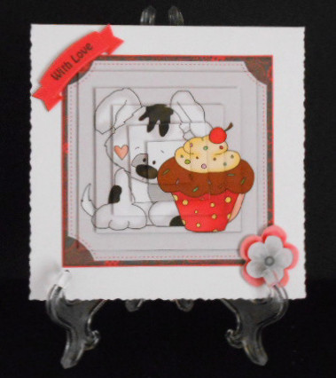 Puppy & Cupcake Pyramid Decoupage by Joan Prince
