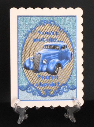 Blue Vintage Gatsby Car Fancy Scrolled Oval Pyramid by Joan Prince