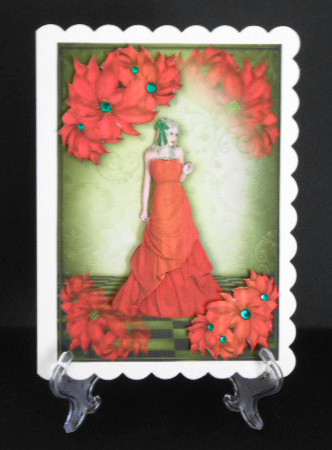 Red Poinsettias Ballgown Beaury by Joan Prince