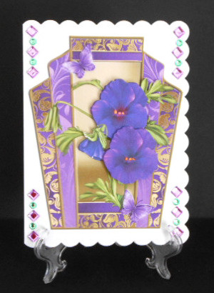Beautiful Pansies in Art Deco Style Frame by Joan Prince