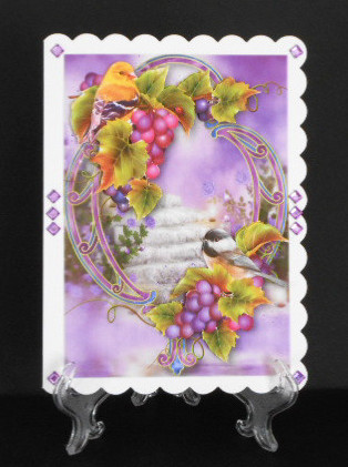 Fabulous Birds, Grapes & Purple Frame by Joan Prince