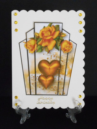 Art Deco Hearts & Flowers - Golden Roses by Joan Prince