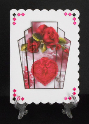 Art Deco Hearts & Flowers - Magenta Roses by Joan Prince