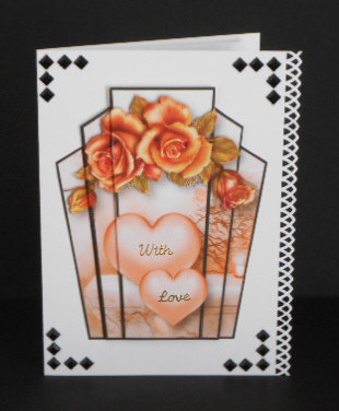 Art Deco Hearts & Flowers - Copper Roses by Joan Prince