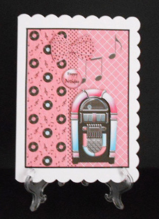 Jukebox Ages Card in Pink by Joan Prince