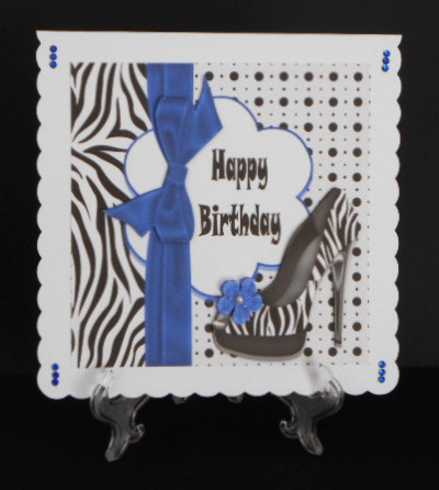 Zebra Birthday Shoe in Blue by Joan Prince