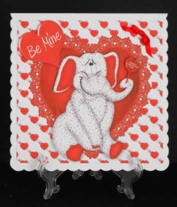 Be Mine Cute Elephant in Hearts, 8x8 by Joan Prince