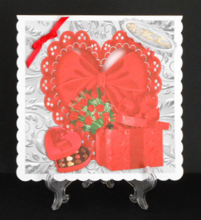 Chocolates and Roses and Red Satin Heart 8x8 by Joan Prince