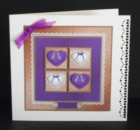Lace Heart Square Stacker - Purple 2a - Card Front by Joan Prince